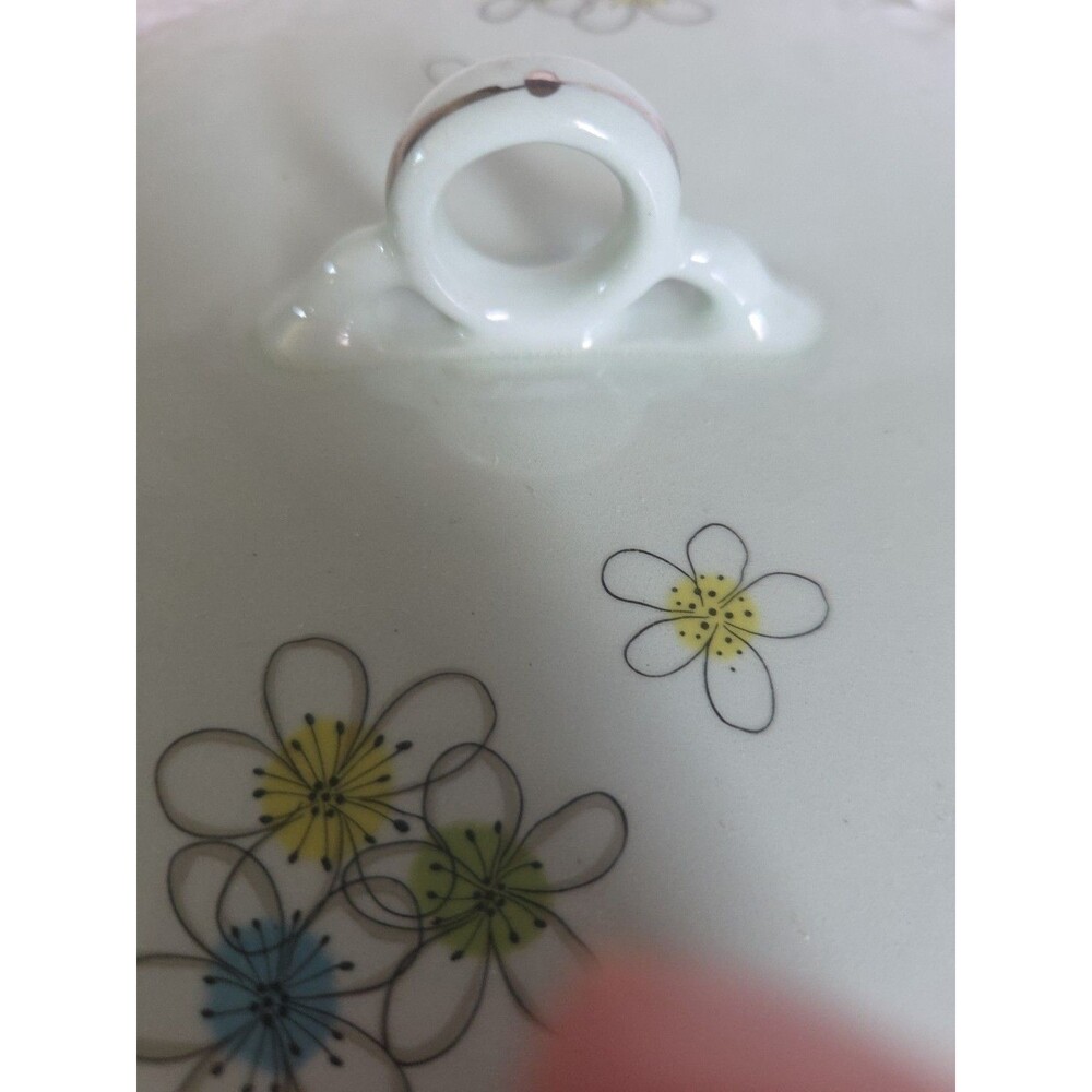 Mist  Nobility Permaware  Covered Vegetable  LID  1950s MCM Atomic Daisies - Picture 7 of 9